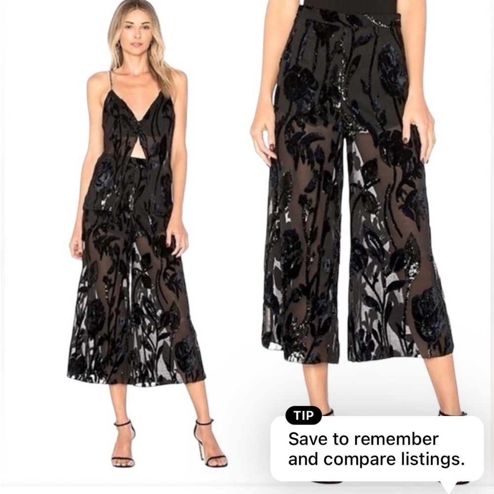 Elegant Black Floral top and pant set